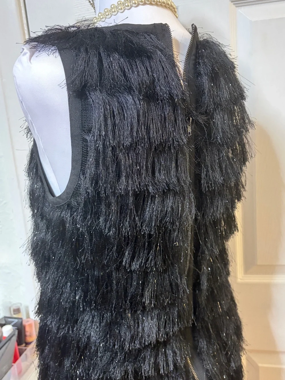 Flapper costume, accessories Feather Crystal Headpiece with Black Feathers -